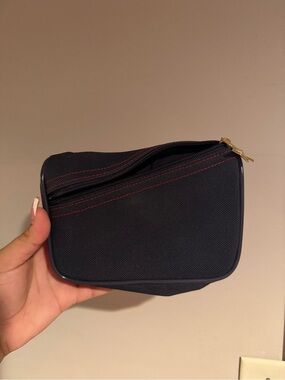 Navy Toiletry Pouch with Red Contrast Stitching